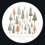 Christmas Trees Round Stickers<br><div class="desc">Christmas Trees Round Stickers</div>