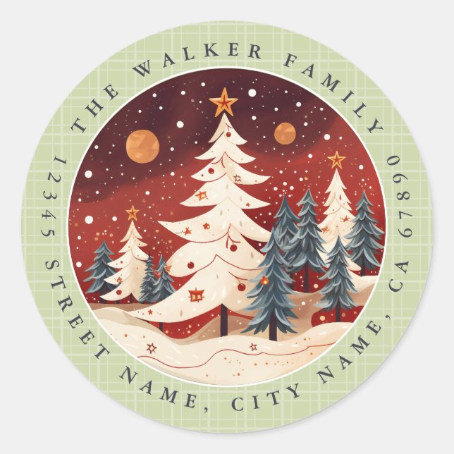 Christmas Trees Round Stickers (Front)