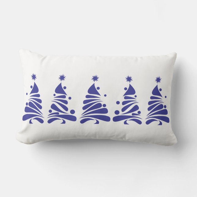 CHRISTMAS TREES Royal Blue Retro Throw Pillow (Front)