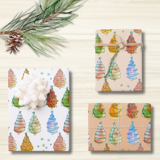 Christmas Trees Rust Wrapping Paper Sheet (Creator Uploaded)