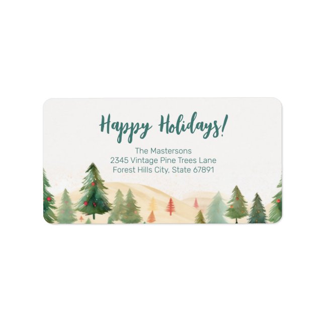 Christmas Trees Rustic Forest Return Address Label (Front)