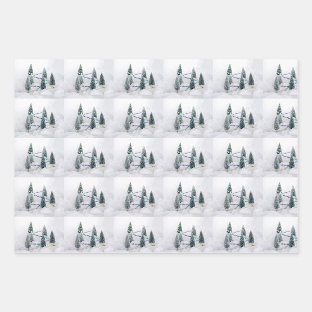 Christmas trees, Santa Claus, candy canes Xmas Wrapping Paper Sheet (Front 3)