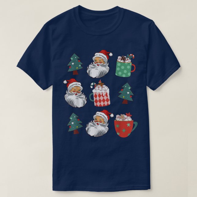 Christmas Trees Santa Claus Hot Cocoa Christmas Ho T-Shirt (Design Front)