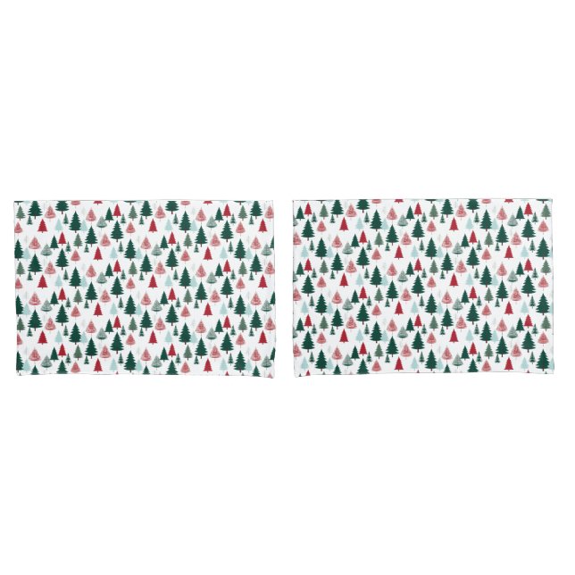 Christmas Trees Scandi Pine Forest Cosy Patterned Pillowcase (Front-Set)