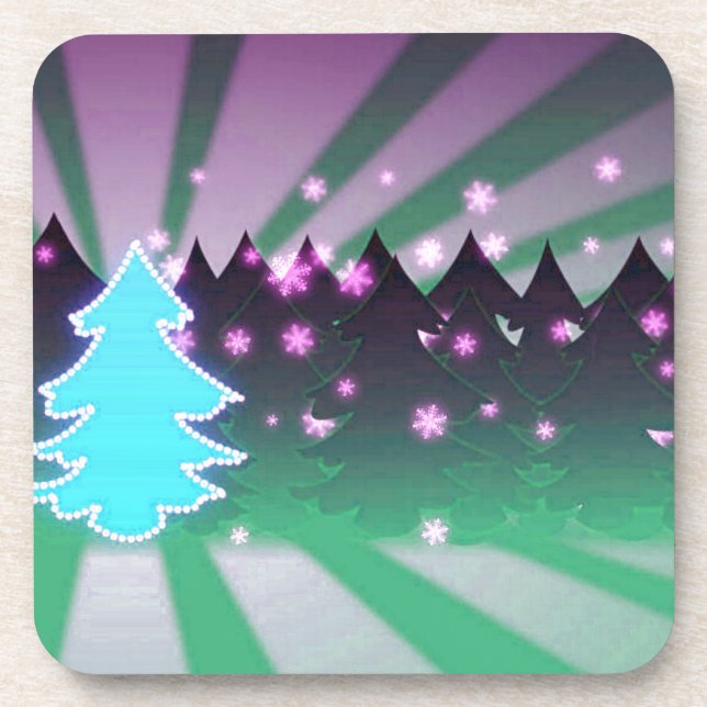 Christmas Trees Shades of Green Coaster (Front)
