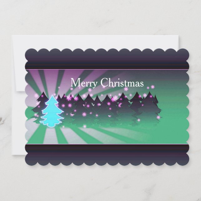 Christmas Trees Shades of Green Flat Card (Front)