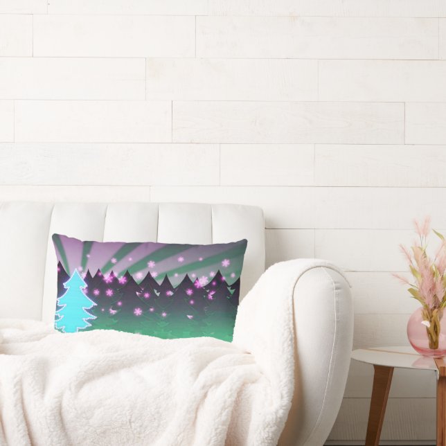 Christmas Trees Shades of Green Lumbar Cushion (Couch)