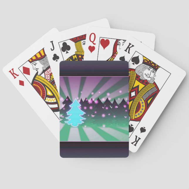 Christmas Trees Shades of Green Playing Cards (Back)