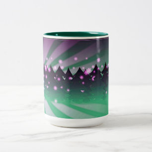 Christmas Trees Shades of Green Two-Tone Coffee Mug
