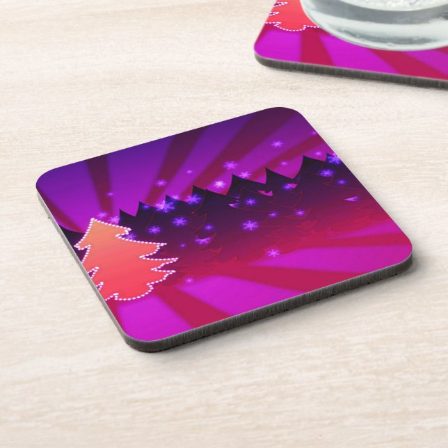 Christmas Trees Shades of Purple Coaster (Left Side)