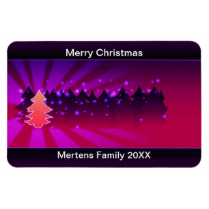 Christmas Trees Shades of Purple Holiday Flexible Magnet