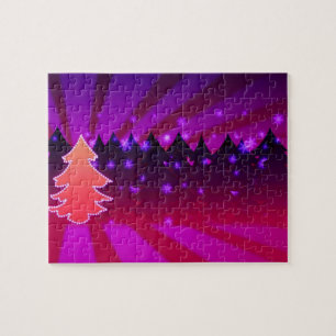 Christmas Trees Shades of Purple Jigsaw Puzzle