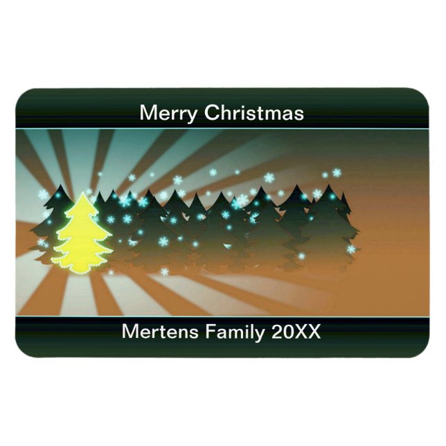 Christmas Trees Shades of Yellow Green Flexible Magnet (Horizontal)
