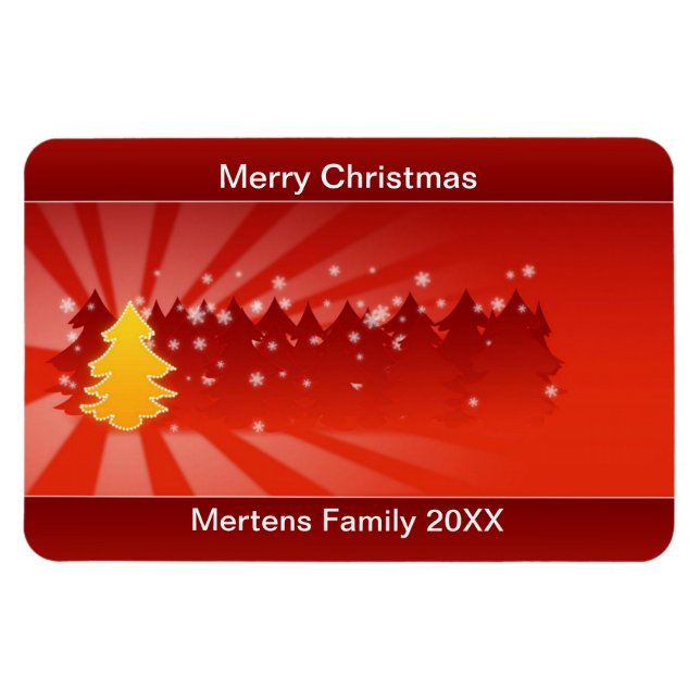 Christmas Trees Shades Yellow Red Holiday Flexible Magnet (Horizontal)
