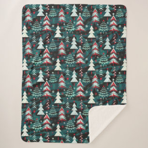 Christmas trees.  sherpa blanket