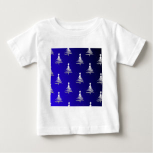 Christmas Trees Silver on Cobalt Blue Baby T-Shirt