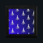 Christmas Trees Silver on Cobalt Blue Gift Box<br><div class="desc">Thank You for visiting The Holiday Christmas Shop! You are viewing The Lee Hiller Designs Holiday Collection of Home and Office Decor,  Apparel,  Gifts,  Collectibles and more. The Designs include Lee Hiller Photography in Hand Drawn Mixed Media and  Digital Art Collection.</div>