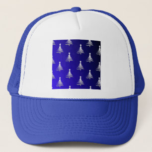 Christmas Trees Silver on Cobalt Blue Trucker Hat