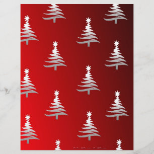 Christmas Trees Silver on Red