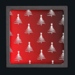 Christmas Trees Silver on Red Jewellery Box<br><div class="desc">Thank You for visiting The Holiday Christmas Shop! You are viewing The Lee Hiller Designs Holiday Collection of Home and Office Decor,  Apparel,  Gifts,  Collectibles and more. The Designs include Lee Hiller Photography in Hand Drawn Mixed Media and  Digital Art Collection.</div>
