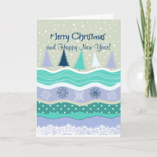 Christmas Trees Snowflakes & Lace Xmas & New Year Holiday Card