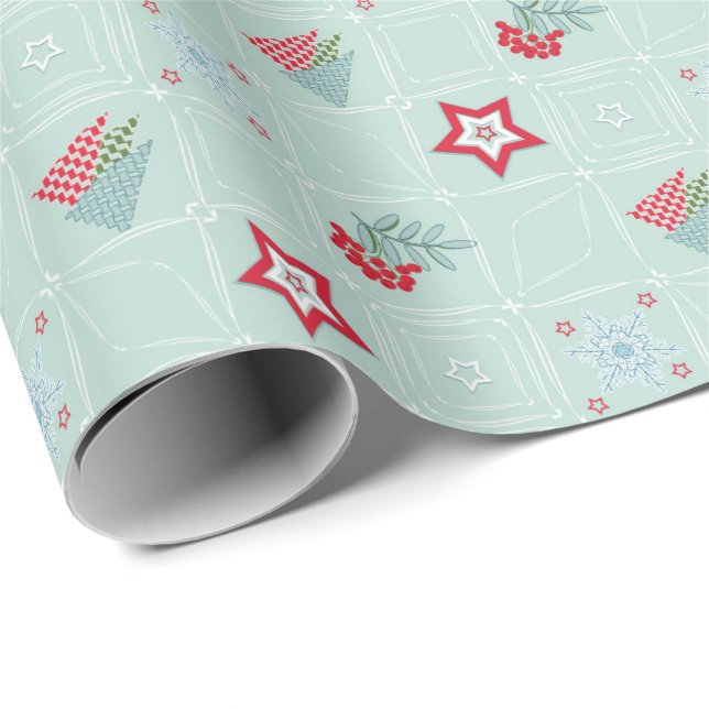 Christmas, trees, snowflakes, stars, colourful wrapping paper (Roll Corner)