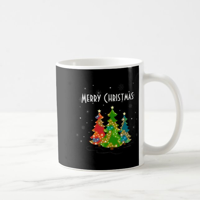 Christmas Trees Snowflakes Whimsical Fun Red T Shi Coffee Mug (Right)