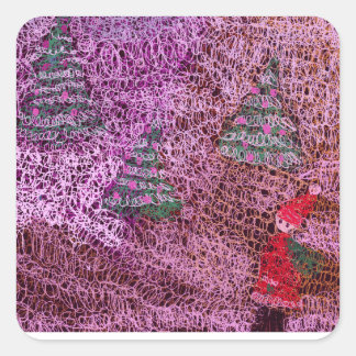 Christmas trees square sticker