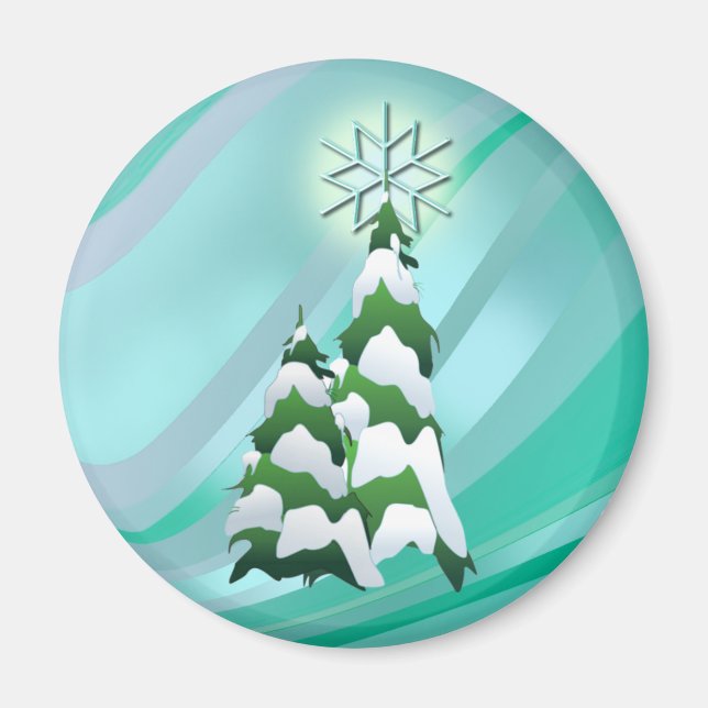 CHRISTMAS TREES & STAR by SHARON SHARPE Magnet (Front)