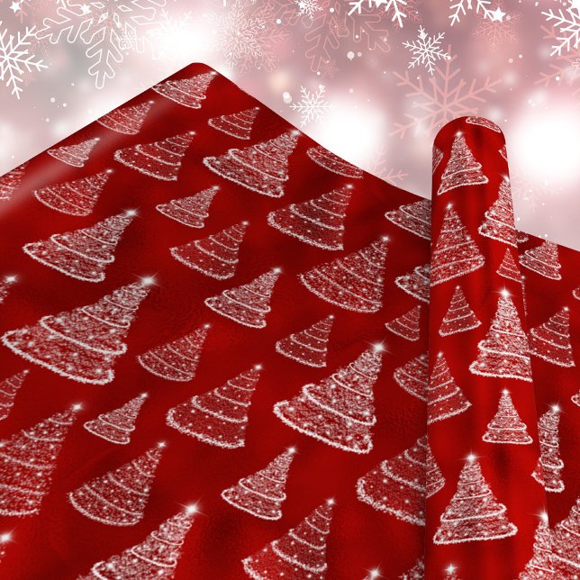 Christmas Trees Starlight Festive Red Pattern Wrapping Paper (Creator Uploaded)
