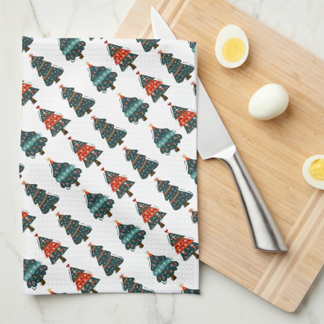 Christmas Trees Tea Towel (Quarter Fold)