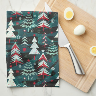 Christmas trees.  tea towel