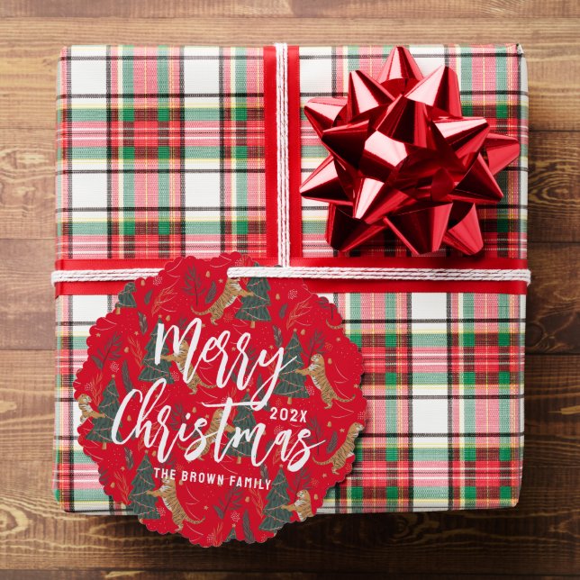 Christmas trees & tigers pattern custom background tree decoration card (Insitu (Gift))