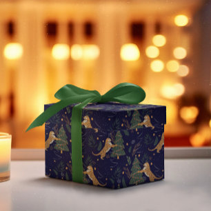 Christmas trees & tigers pattern custom background wrapping paper