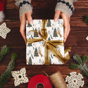 Christmas trees & tigers pattern custom background wrapping paper