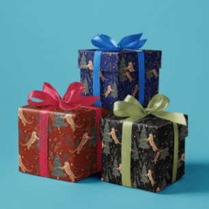 Christmas trees & tigers pattern custom background wrapping paper sheet