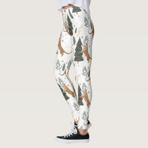 Christmas trees & tigers pattern  leggings