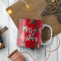 Christmas trees & tigers pattern red background