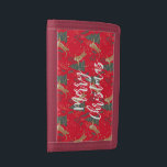 Christmas trees & tigers pattern red background trifold wallet<br><div class="desc">This colourful cartoon-style Christmas tree pattern with a customisable red background.
Christmas,  trees,  Christmas animals,  and other Christmas symbols.</div>