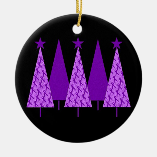 Christmas Trees - Violet Ribbon Ceramic Tree Decoration (Front)
