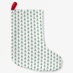 Christmas Trees Watercolor red green white joy Small Christmas Stocking