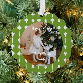 Christmas Trees White and Green Ornament