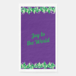 Christmas Trees White Snowflakes Joy to the World Napkin