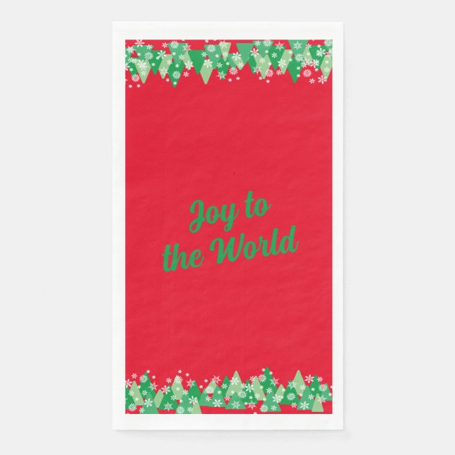 Christmas Trees White Snowflakes Joy to the World  Napkin (Front)