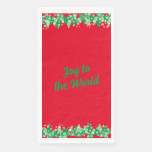 Christmas Trees White Snowflakes Joy to the World Napkin