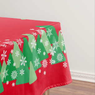 Christmas Trees White Snowflakes Joy to the World  Tablecloth
