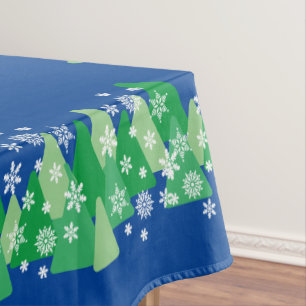Christmas Trees White Snowflakes Joy to the World  Tablecloth