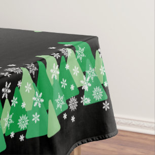 Christmas Trees White Snowflakes Joy to the World Tablecloth
