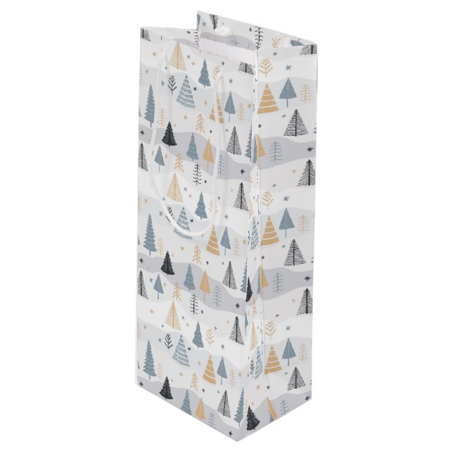 Christmas trees  wine gift bag (Front Angled)