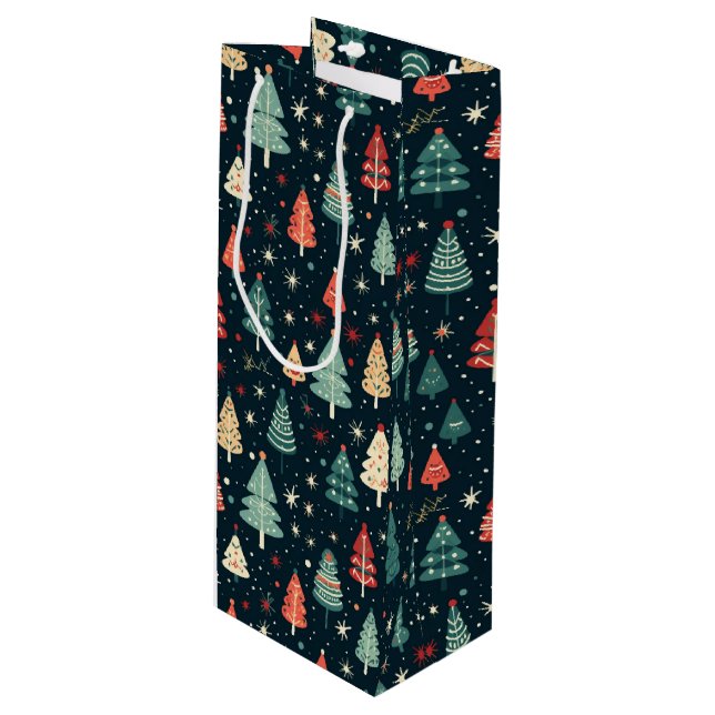 Christmas Trees Wine Gift Bag (Front Angled)
